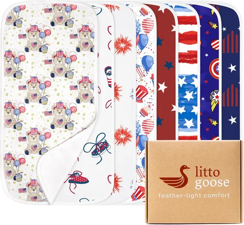 Miniatura 13 de Premium Waterproof Baby Burp Cloths 8 Pack, Extra Large 13" x 26" Soft Absorbent Burping Cloths for Newborn Infant, Patriotic 4th of July Baby