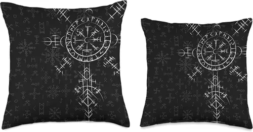 Miniatura 3 de Celtic Lucky Charm Viking Compass Vegvísir - Almohada de peluche celta Vegvisir