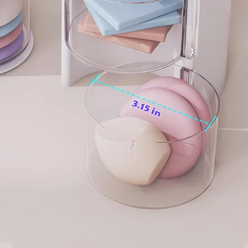 Miniatura 8 de Organizador de accesorios para el cabello con soporte para cepillo de pelo, organizador giratorio de 3 cajones para brochas de maquillaje, pinzas