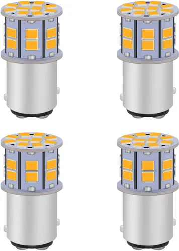 Miniatura 11 de 1156 Foco LED ámbar 12V-24V superbrillante 7506 1141 BA15S P21W 1003 foco LED para luces intermitentes de señal, luces traseras de freno, luces