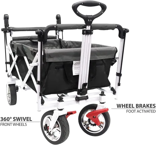 Miniatura 5 de Creative Outdoor Push Pull - Carro plegable para carga Playa Parque Jardín Deportes y Camping Negro con dosel
