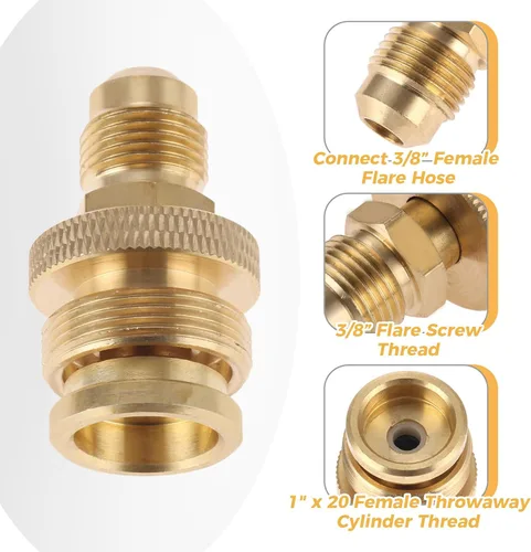 Miniatura 2 de Adaptador regulador de tanque de propano portátil de 1 libra, conexión a rosca hembra de 3/8 pulgadas, piezas de estufa de parrilla de camping