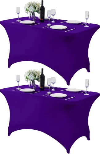 Miniatura 68 de Mantel de elastano para mesas de 4, 6 u 8 pies, mantel elástico universal ajustable para fiestas, banquetes, bodas y eventos - Verde manzana