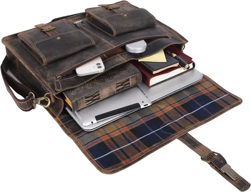 Miniatura 5 de Maletín de cuero 18 pulgadas portátil bolso de mensajero para hombres y mujeres mejor bolso de oficina