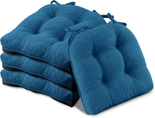 Basic Beyond Paquete de 4 cojines para sillas de comedor, cojines para sillas de comedor con lazos y respaldo antideslizante, 15.5 x 15.5 pulgadas,