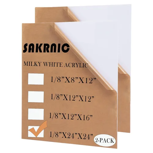 Miniatura 10 de 2 hojas de acrílico blanco lechoso de 12 x 12 pulgadas, acrílico translúcido blanco de 1/8 pulgadas de grosor, plexiglás fundido con papel protector