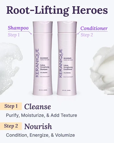 Miniatura 6 de Keranique Juego de champú y acondicionador voluminizador para reparación y crecimiento del cabello con biotina y queratina para mujeres, fórmula