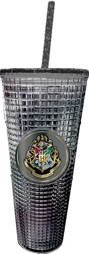 Spoontiques Harry Potter Vaso de diamantes, 20 onzas - Vaso texturizado con pajita, aislamiento de doble pared, sin BPA - Hogwarts