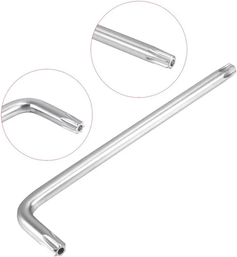 Miniatura 3 de uxcell Llave larga a prueba de manipulaciones Torx Star Key Bit Llave en forma de L niquelado T50