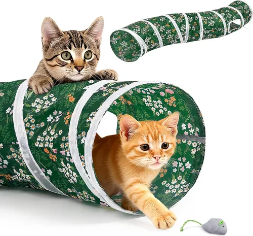 Miniatura 19 de Glittme Túnel para gatos, túneles para gatos de interior, cueva de gatos en forma de S con juguetes para gatos, tubos plegables para gatos y túneles