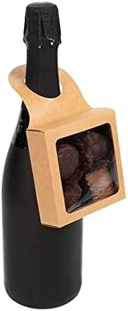 Miniatura 9 de ClearBags Caja de botella de vino de papel blanco con ventana, tamaño: 2 1/4 "x 1 1/8" x 3 7/8", cajas de regalo plegables colgantes, sostiene