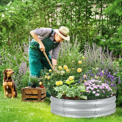 Miniatura 2 de Aoodor Cama de jardín elevada de metal de 9 pulgadas de alto y 30 pulgadas, maceta para exteriores y kit de jardín elevado para verduras, flores
