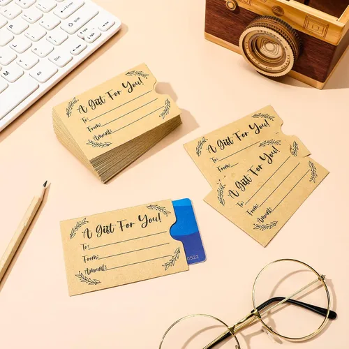Miniatura 7 de Teling - 800 sobres para tarjetas de regalo, fundas para tarjetas de crédito, papel kraft marrón, mini, sobres para llaves de hotel de negocios