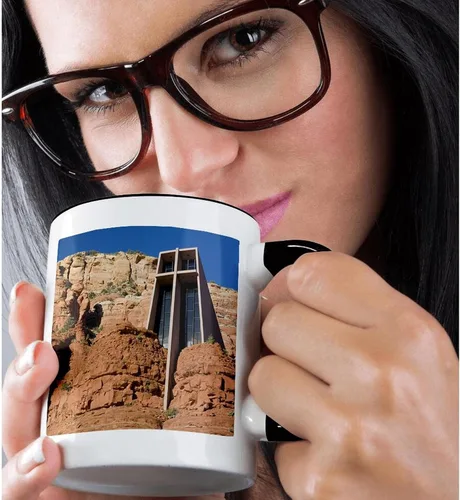 Miniatura 2 de 3dRose Arizona, Sedona, Chapel of The Holy Cross-Us03 Jwi0214-Jamie and Judy Wild - Taza de dos tonos, 11 onzas, negro/blanco