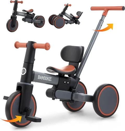 Miniatura 9 de BoBike Triciclo 5 en 1 para niños pequeños de 18 meses a 5 años, bicicleta para niños con pedales mejorados, mango de empuje para padres, bicicleta
