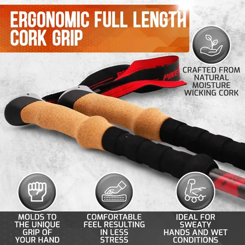 Miniatura 4 de Pike Trail Bastones de trekking – Palillos plegables de fibra de carbono ligeros para caminar y senderismo – para hombres y mujeres – Altura