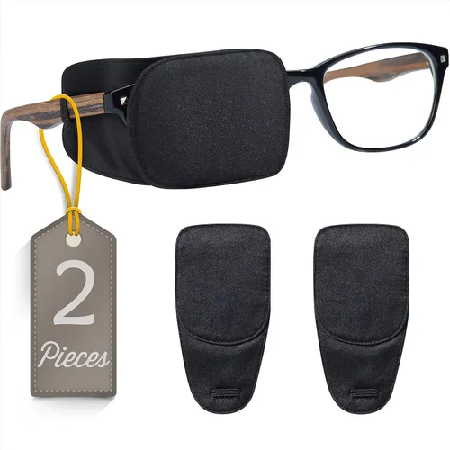 Miniatura 24 de Astropic Parche Grande de Seda para Ojos para Adultos y Niños con Gafas para Cubrir Cualquier Ojo (Grande, Caqui)