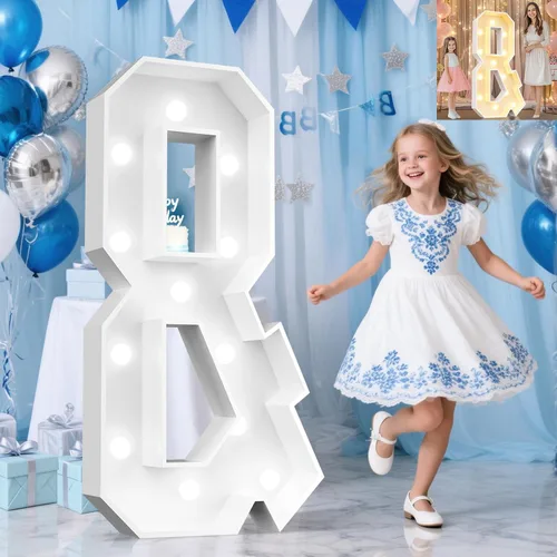Miniatura 63 de Pooqla Letras de marquesina iluminadas de 3 pies, letras de marquesina con luz LED blanca fría y blanca cálida, letras de mosaico gigante para Letra
