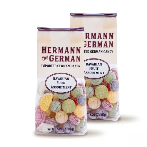 Hermann the German Hard Candy - Importado - Paquete de 2 (surtido de dulces de frutas bávaras)