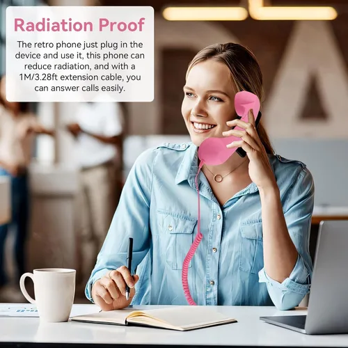 Miniatura 5 de Auricular de teléfono para teléfono celular, teléfono retro rosa con conector de 0.138 in, receptor de teléfono móvil, auriculares antiguos