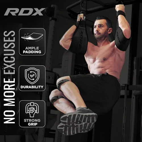 Miniatura 4 de RDX Correas AB para colgar en la barra de dominadas (par), cuero Maya Hide, construcción muscular abdominal, eslingas acolchadas de soporte
