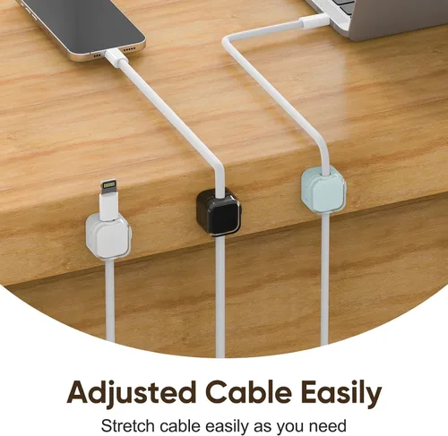 Miniatura 2 de Paquete de 9 soportes magnéticos para cables, clips magnéticos para cables de escritorio con adhesivo fuerte, organizador de cables para gestión