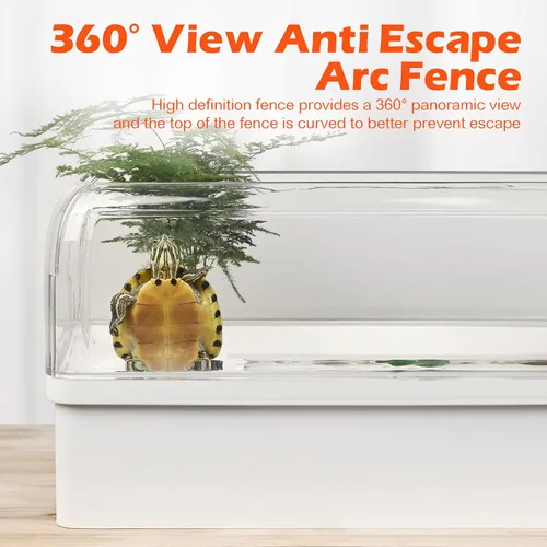 Miniatura 5 de AZV Kit de Hábitat para Tanque de Tortuga, Acuario Inicial de Recinto para Tortuga Acuática con Área Multifuncional y Filtro de Agua, Tina Casa