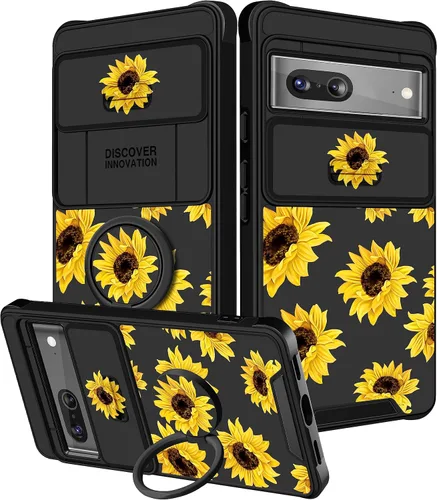 Miniatura 30 de Funermei Funda 2 en 1 para Google Pixel 7 Pro para mujeres, funda de teléfono de girasol lindo para niñas, diseño de flores florales femeninas