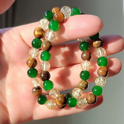 Miniatura 52 de Pulseras de triple protección con piedra de ojo de tigre de obsidiana negra con hematita para hombres y mujeres, pulsera de piedra curativa