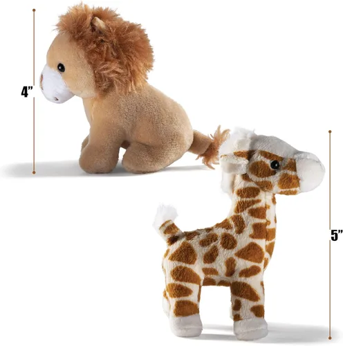 Miniatura 5 de PREXTEX Safari Friends - Juego de regalo de animales de peluche, 5 animales de zoológico pequeños (jirafa, tigre, león, oso polar, elefante)