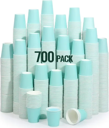AOZITA Paquete de 700 vasos de papel de 3 onzas, vasos de enjuague bucal azul cielo, vasos de baño desechables, tazas de espresso, vasos de papel