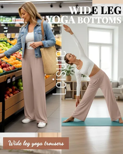 Miniatura 47 de Neer - Conjunto de 3 pantalones de yoga de pierna ancha para mujer - Pantalones deportivos cómodos, holgados, de cintura alta y casuales