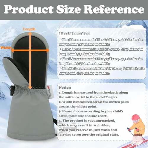 Miniatura 24 de Sarfel Manoplas para niños pequeños, guantes impermeables de nieve y esquí para niños, guantes de invierno para bebés con Thinsulate
