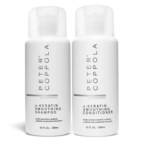 Peter Coppola a-Keratin - Juego de champú y acondicionador suavizante, suaviza el cabello grueso y grueso, infundido con aceite de argán, aceite de