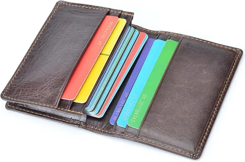 Miniatura 3 de HAWEE Billetera de bolsillo frontal plegable para hombre, de piel auténtica, con bloqueo RFID, tarjetero