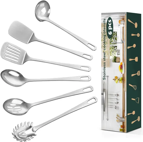 Miniatura 12 de Juego de 4 piezas de utensilios de cocina, utensilios de cocina de acero inoxidable, herramientas de cocina de metal resistentes al calor que