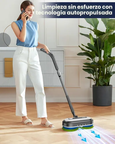Miniatura 7 de Blonex Limpiador de piso inalámbrico eléctrico, trapeador eléctrico giratorio con faros LED y rociador de agua, batería de larga duración, tanque