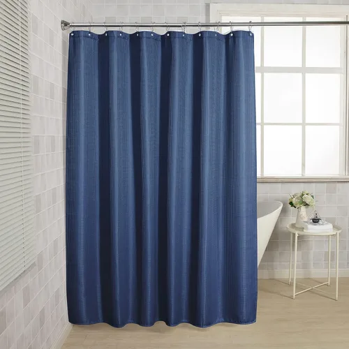 Miniatura 8 de AmazerBath - Cortina de baño de tela resistente con tejido de punto gofre, calidad hotelera, de 72 x 72 pulgadas, azul marino