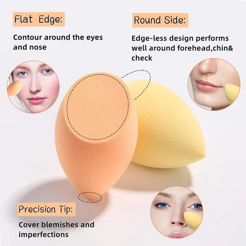 Miniatura 2 de BS-MALL - Juego de esponjas de maquillaje, 7 esponjas para líquido, crema y polvo, multicolor con 1 mini esponja de maquillaje rosa (D-amarillo)