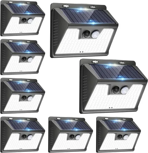 Miniatura 14 de Peasur Luces Solares para Exteriores con Sensor de Movimiento, 140 LED Luz Solar Alimentada por Energía Solar para Cerca Impermeable, 3 Modos