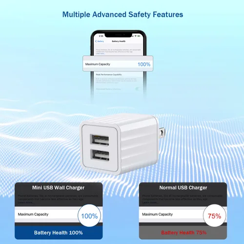 Miniatura 4 de Cargador rápido para iPhone, cargador de pared de doble puerto, paquete de 2 [certificado Apple MFi] de carga rápida de 10 pies, cable Lightning