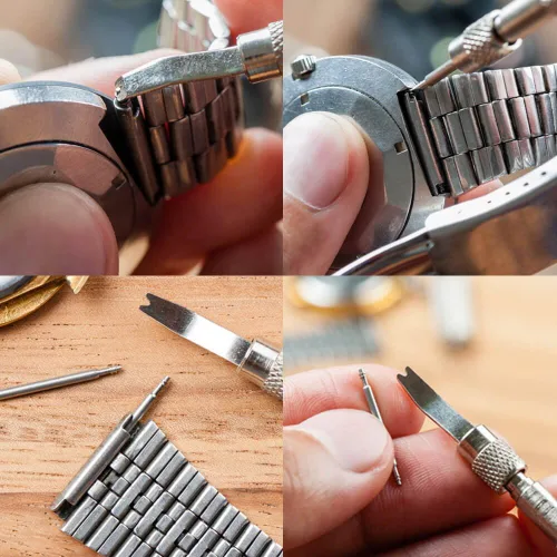 Miniatura 6 de Anezus Kit de removedor de eslabones de reloj con herramienta de barra de resorte herramienta de correa de reloj y 360 pines de eslabones de correa