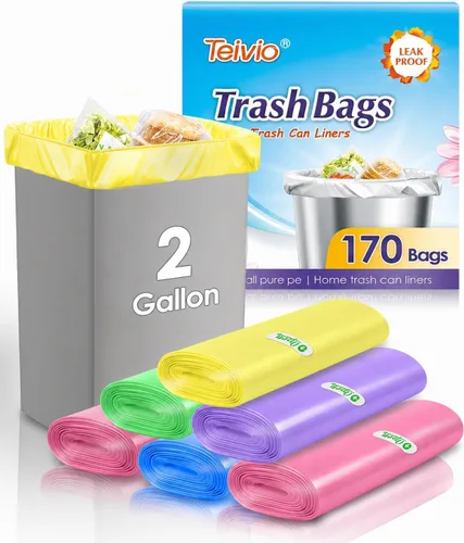 Miniatura 10 de Bolsas de basura pequeñas de 3 galones 120 unidades Bolsas de basura fuertes y coloridas, bolsas de basura pequeñas, forros para botes de basura