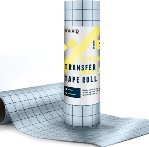 VViViD Rollo de cinta de transferencia de vinilo transparente con rejilla de alineación azul, cinta de aplicación para letreros, manualidades,