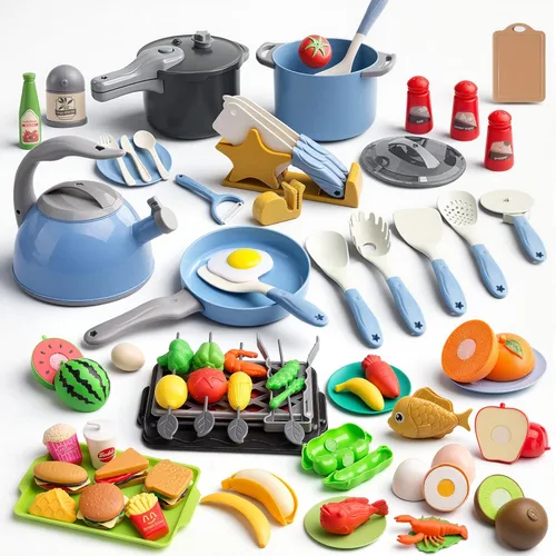 105 piezas de accesorios de juguete de cocina para niños, juego de cocina para acampar, ollas de juego, sartenes, utensilios, utensilios de cocina,