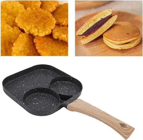 Miniatura 9 de Sartén antiadherente 3 en 1, sartén para huevos, sartén seccional para desayuno que evita que se pegue resistente al calor, sartén dividida
