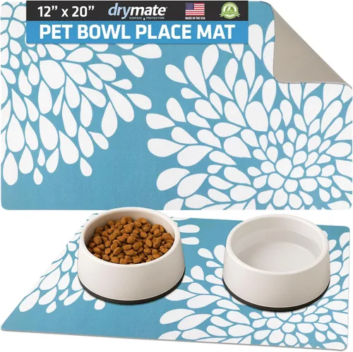 Miniatura 29 de Drymate Mantel individual con tazón para mascotas, tapete de alimentación para perros y gatos, tela absorbente, respaldo impermeable, Madera
