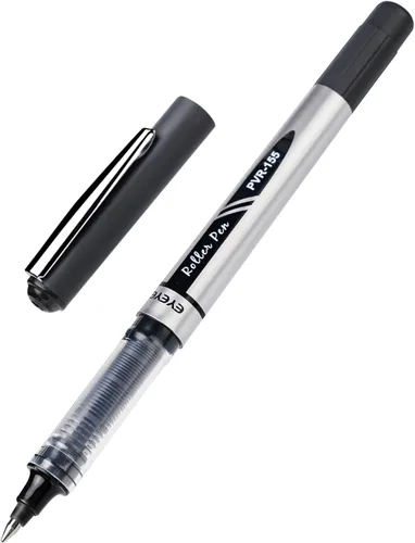 Miniatura 4 de EYEYE Paquete de 25 bolígrafos de bola de rodillo negros de 0.7mm, bolígrafo de bola de rodillo de punta media de secado rápido, bolígrafos de tinta