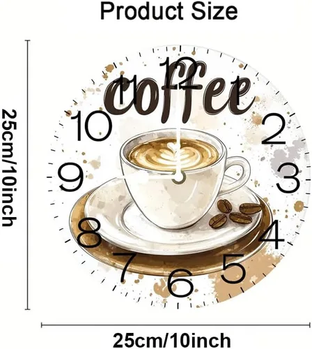 Miniatura 2 de Coffee Time - Reloj de pared, reloj analógico de cuarzo silencioso sin tictac, reloj náutico retro de madera con números arábigos, relojes de pared