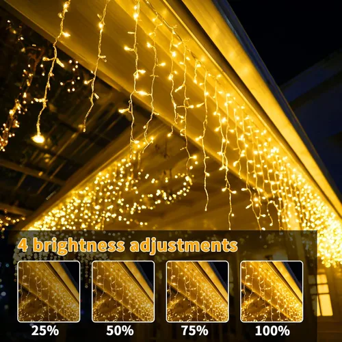 Miniatura 6 de Luces de carámbano solares para exteriores, 25+5M 800 luces de carámbano de Navidad, 8 modos, luces de cadena decorativas impermeables